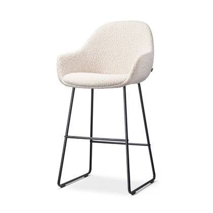 Nolon Nino-Mae Barkruk Bouclé Beige - met Armleuning - Zwart - 65 cm