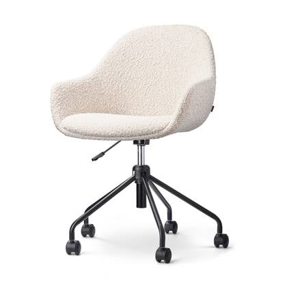 Nolon Nout-Mae Bureaustoel Bouclé Beige Armleuning Zwart Onderstel