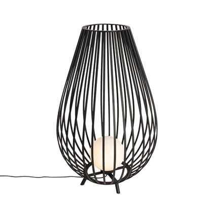 QAZQA Design vloerlamp zwart met opaal 110 cm IP44 - Angela