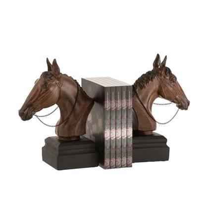 J-Line boekensteun Paard - polyresin - - 2 stuks Bruin