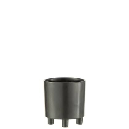 J-Line bloempot Smoke - keramiek - grijs| - medium - Ø 15 cm Zwart