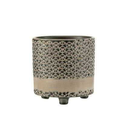 J-Line bloempot Mozaiek - keramiek - | blauw - large - Ø 16.5 cm Grijs