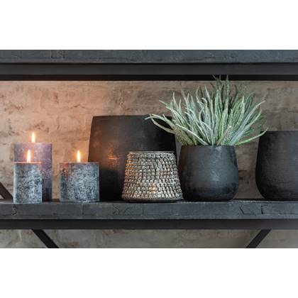 J-Line bloempot Oneffen - keramiek - - large - Ø 23 cm Zwart