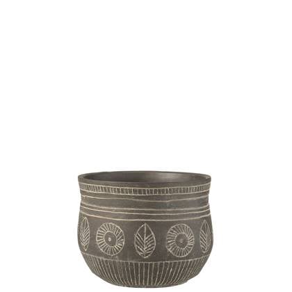 J-Line bloempot Fresco - cement - - large - Ø 23.5 cm Grijs