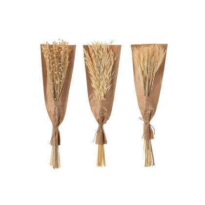 J-Line droogbloemen - Bundel gedroogde bloemen - naturel - 3 stuks Beige