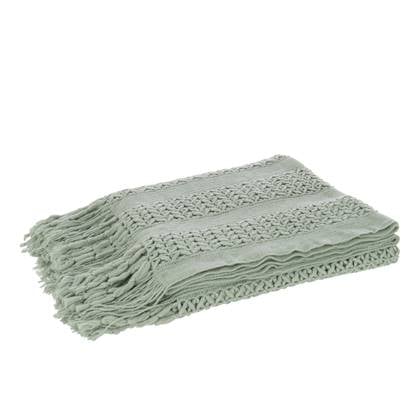 J-Line plaid gebreid - polyester - licht - 160 x 130 cm Groen