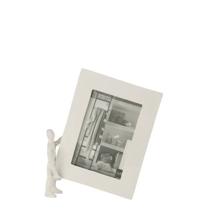 J-Line Figuur Met Fotokader Aluminium Wit Large