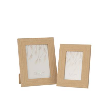 J-Line fotolijst Gewoven - hout - donker - 2 stuks Beige