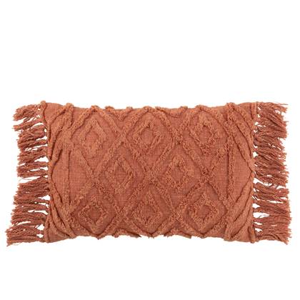 J-Line kussen Kwastje - katoen - terracotta Rood