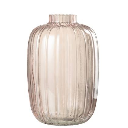 J-Line vaas Strepen - glas - - large - 30 cm hoog Roze