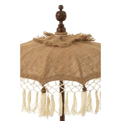 J-Line parasol Kwast + Voet - jute|hout - beige|wit - small