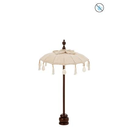 J-Line parasol + voet Kwastjes|Schelpen - hout - beige|donkerbruin - S