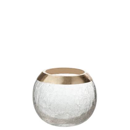 J-Line kaarshouder Bol Craquele - glas - transparant|goud - medium