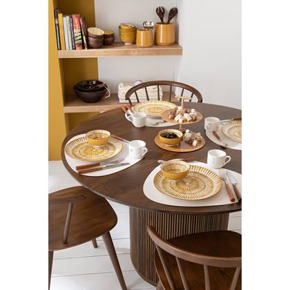 J-Line placemat Steen - kunststof - - 6 stuks Wit