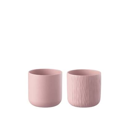 J-Line bloempot Gen - keramiek - roze - small - 2 stuks - Ø 13.5 cm