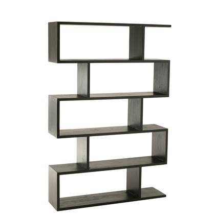 J-Line boekenkast Verticaal Latten - hout - Zwart