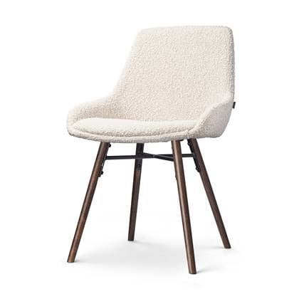 Nolon Nena-Isa Eetkamerstoel Bouclé Beige - Stof - Walnoot Poten