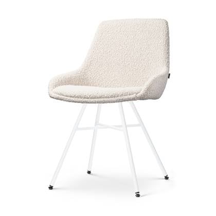 Nolon Noa-Isa Eetkamerstoel Bouclé Beige - Stof - Wit Onderstel