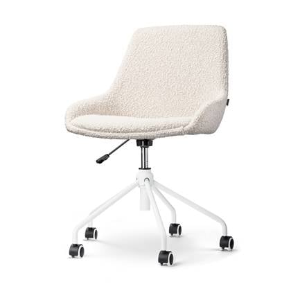 Nolon Nout-Isa Bureaustoel Bouclé Beige Stof Wit Onderstel