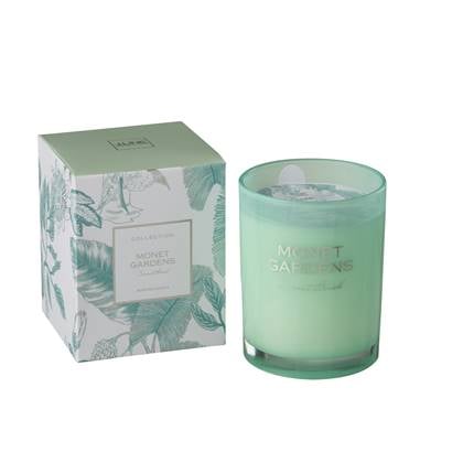 J-Line geurkaars Monet Gardens - glas - - large - 70U Blauw