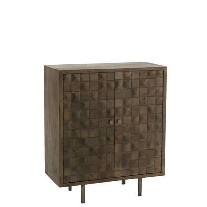 J-Line kast Pino - metaal|mangohout - |grijs Bruin