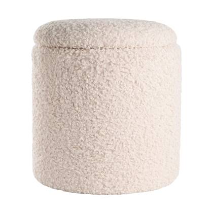 Lisomme Sem teddy poef gebroken - met opbergruimte - Ø 36 cm Wit