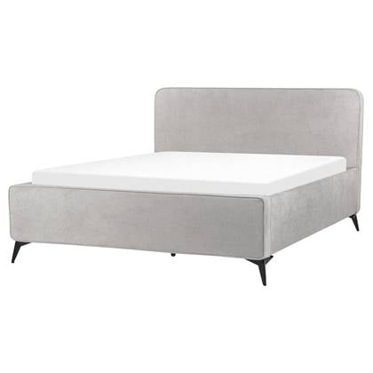 Beliani-VALOGNES-Tweepersoonsbed-Licht-160 x 200 cm-Corduroy Grijs