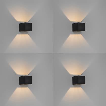 QAZQA Set van 4 moderne wandlampen - Transfer Zwart