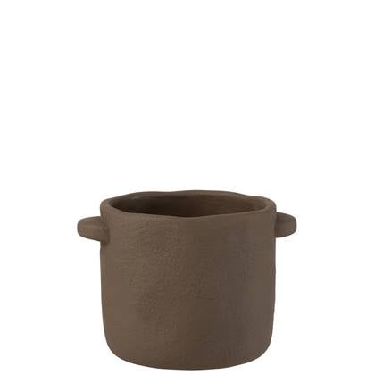 J-Line bloempot Gustave - cement - donker - Ø 19 cm Bruin