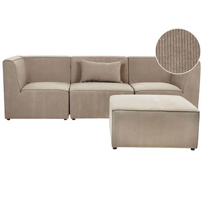 Beliani - LEMVIG - Driezitsbank - Taupe - Universeel - Corduroy