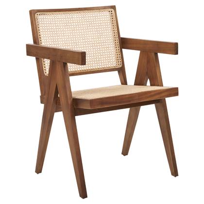 Beliani - WESTBROOK - Eetkamerstoel - Donkerbruin - Mahoniehout Beige