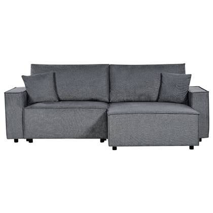 Beliani-KARILA-Hoekbank met slaapfunctie-Donker-Links-Polyester Grijs