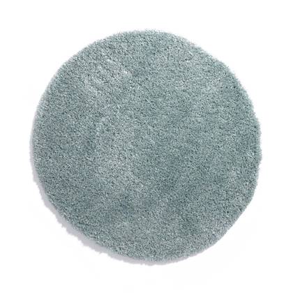 Tapeso Rond hoogpolig vloerkleed - Cozy Shaggy - lichtblauw - 80 cm