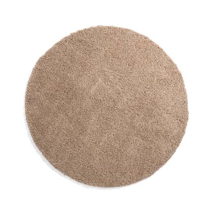 Tapeso Rond hoogpolig vloerkleed shaggy Grand effen - beige - 120 cm