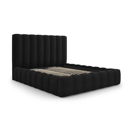 Milo Casa Bedframe Gina met Opbergruimte - 160 x 200 cm - Fluweel - Zwart