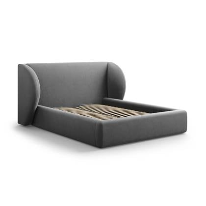 Micadoni Bedframe Miley met Opbergruimte - 140 x 200 cm - Fluweel - Grijs