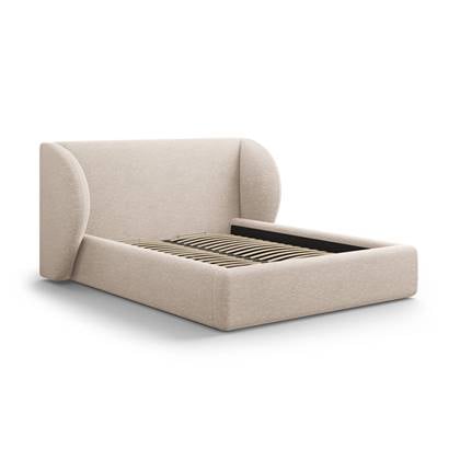 Micadoni Bedframe Miley met Opbergruimte - 200 x 200 cm - Chenille - Beige