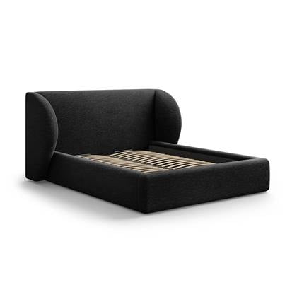 Micadoni Bedframe Miley met Opbergruimte - 200 x 200 cm - Chenille - Zwart