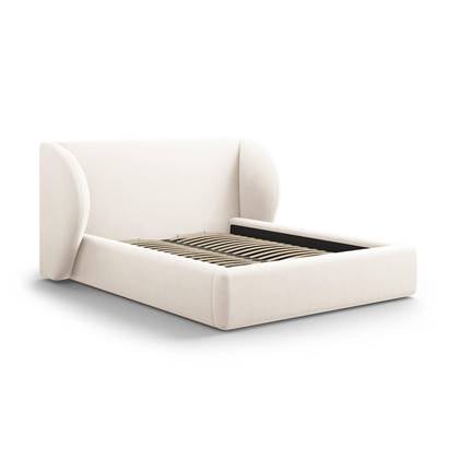 Micadoni Bedframe Miley met Opbergruimte - 200 x 200 cm - Fluweel - Crème