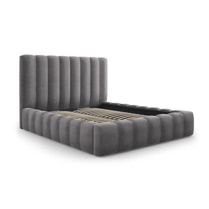 Milo Casa Bedframe Gina met Opbergruimte - 200 x 200 cm - Fluweel - Grijs