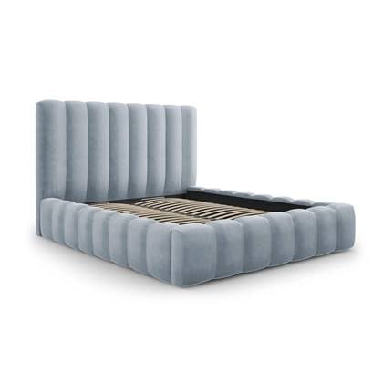 Milo Casa Bedframe Gina met Opbergruimte - 140 x 200 cm - Fluweel - Lichtblauw