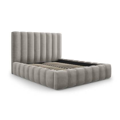 Milo Casa Bedframe Gina met Opbergruimte - 180 x 200 cm - Fluweel - Lichtgrijs