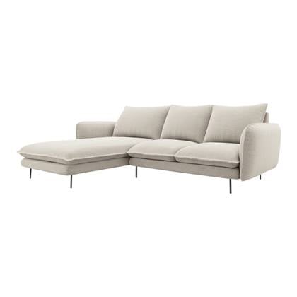 Cosmopolitan Design Vienna Hoekbank met Chaise Longue Links - Linnen - Lichtbeige