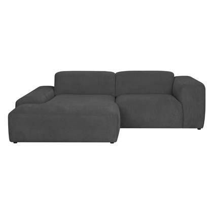 by fonQ Wonder 3-zits Hoekbank met Chaise Longue Links - Rib - Antraciet Grijs, Antraciet