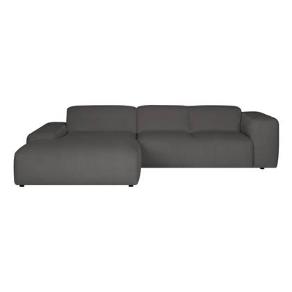 by fonQ Wonder 4-zits Hoekbank met Chaise Longue Links XL - Rib - Antraciet Grijs, Antraciet