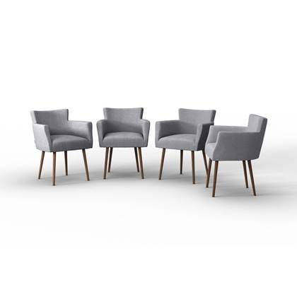 NADUVI Collection Set van 4 eetkamerstoelen Billie linnen