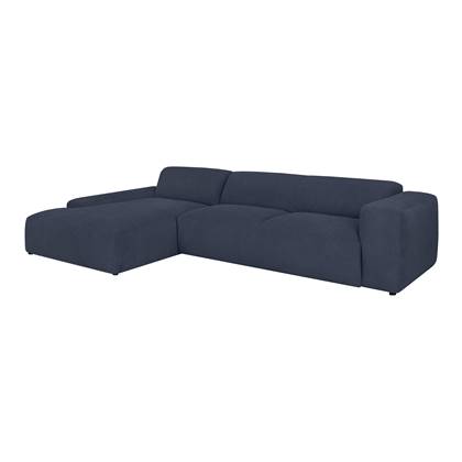 by fonQ Wonder 5-zits Hoekbank met Chaise Longue Links XL - Rib - Navy Blauw