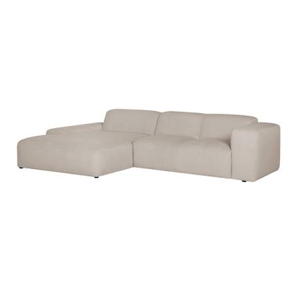 by fonQ Wonder 4-zits Hoekbank met Chaise Longue Links - Rib - Beige