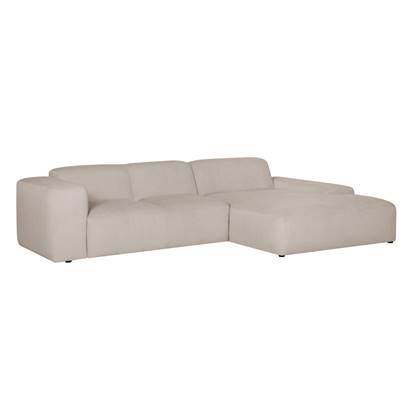 by fonQ Wonder 4-zits Hoekbank met Chaise Longue Rechts - Rib - Beige