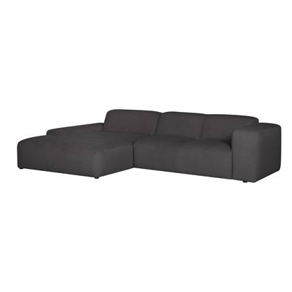 by fonQ Wonder 4-zits Hoekbank met Chaise Longue Links - Rib - Antraciet Grijs, Antraciet